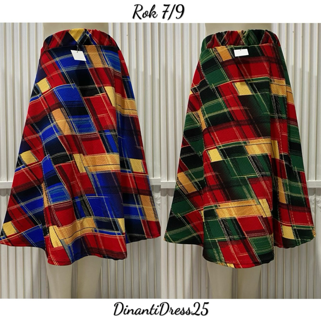 Rok Payung Wanita 7/9 Wafel Motif Warna Abstrak
