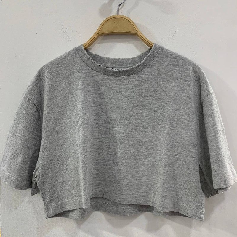 ZARA Grey Crop Tshirt Kaos