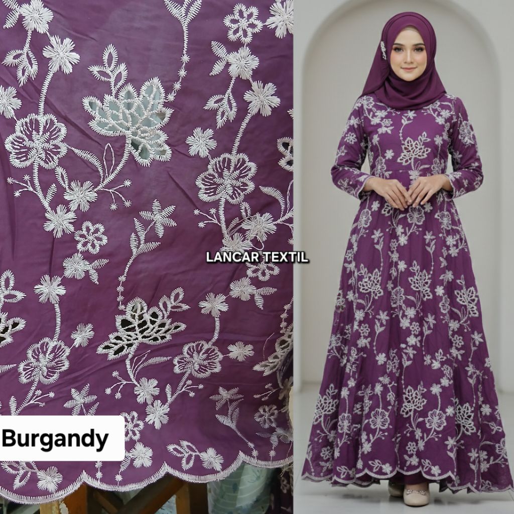 Kain bahan katun bordir bolong korea / Kain katun bordir bolong premium import