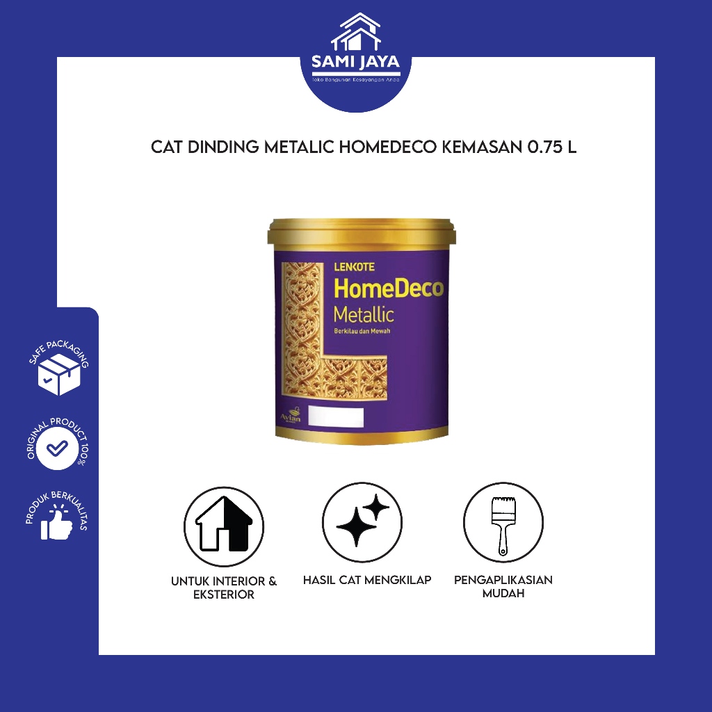 Cat Tembok Warna Emas Gold Homedeco 0,75 Lt Gypsum/ Tembok