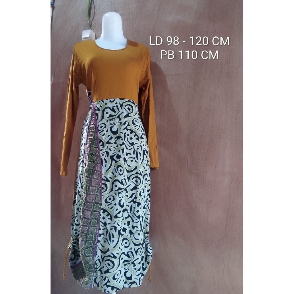 tunik kaos etnik,tunik batik mix,tunik midi