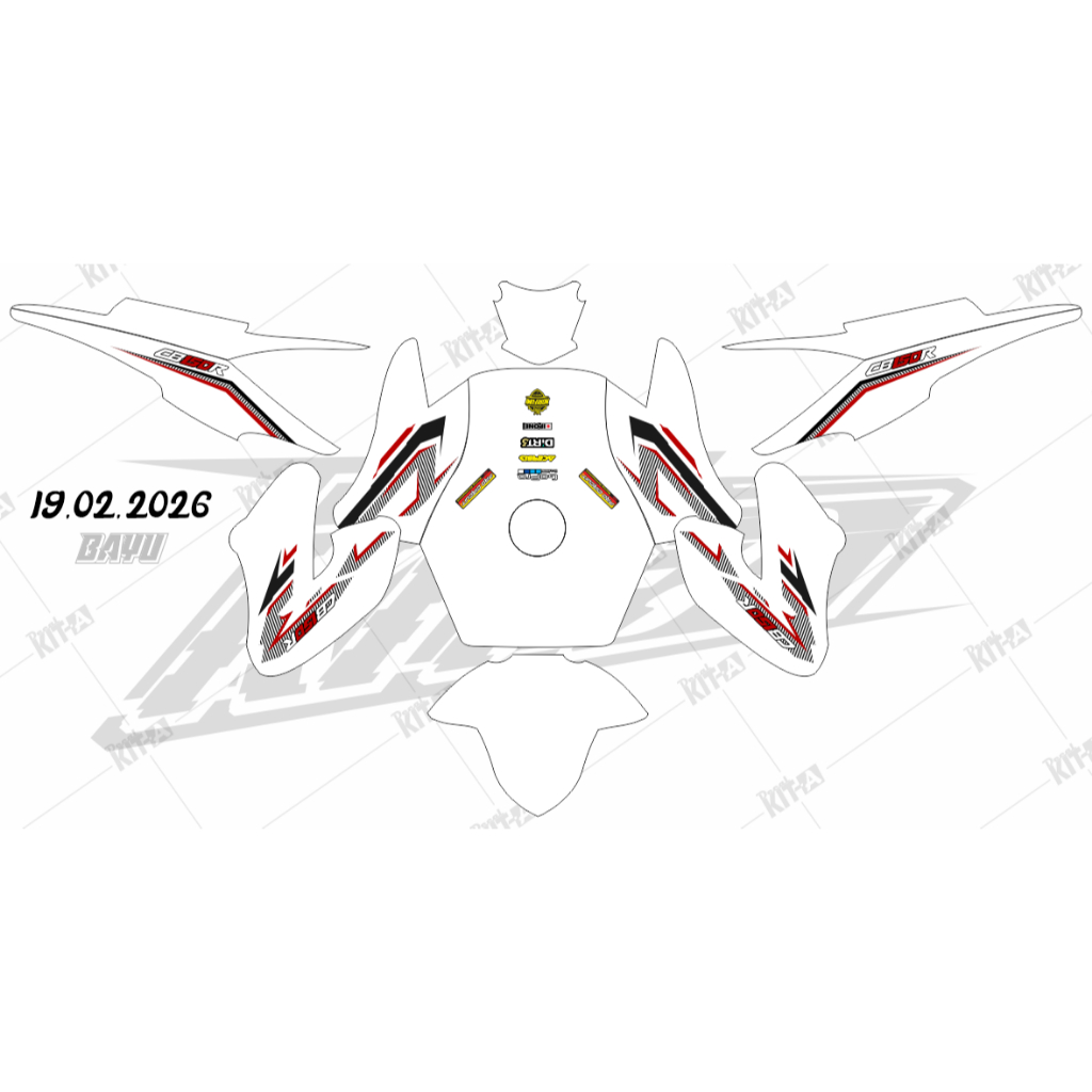 Decal Stiker CB150R Old Dekal Variasi Sticker Striping Custom FullBody merah grey one piece