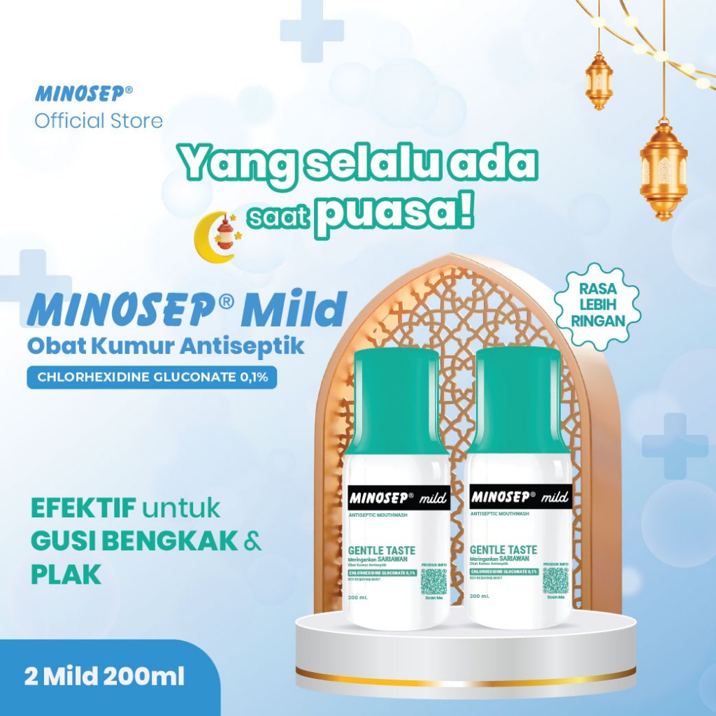 Minosep MILD Obat Kumur Antiseptik Obat Sariawan Ampuh saat Puasa Cepat Sembuh Gusi Bengkak Nyeri 2 