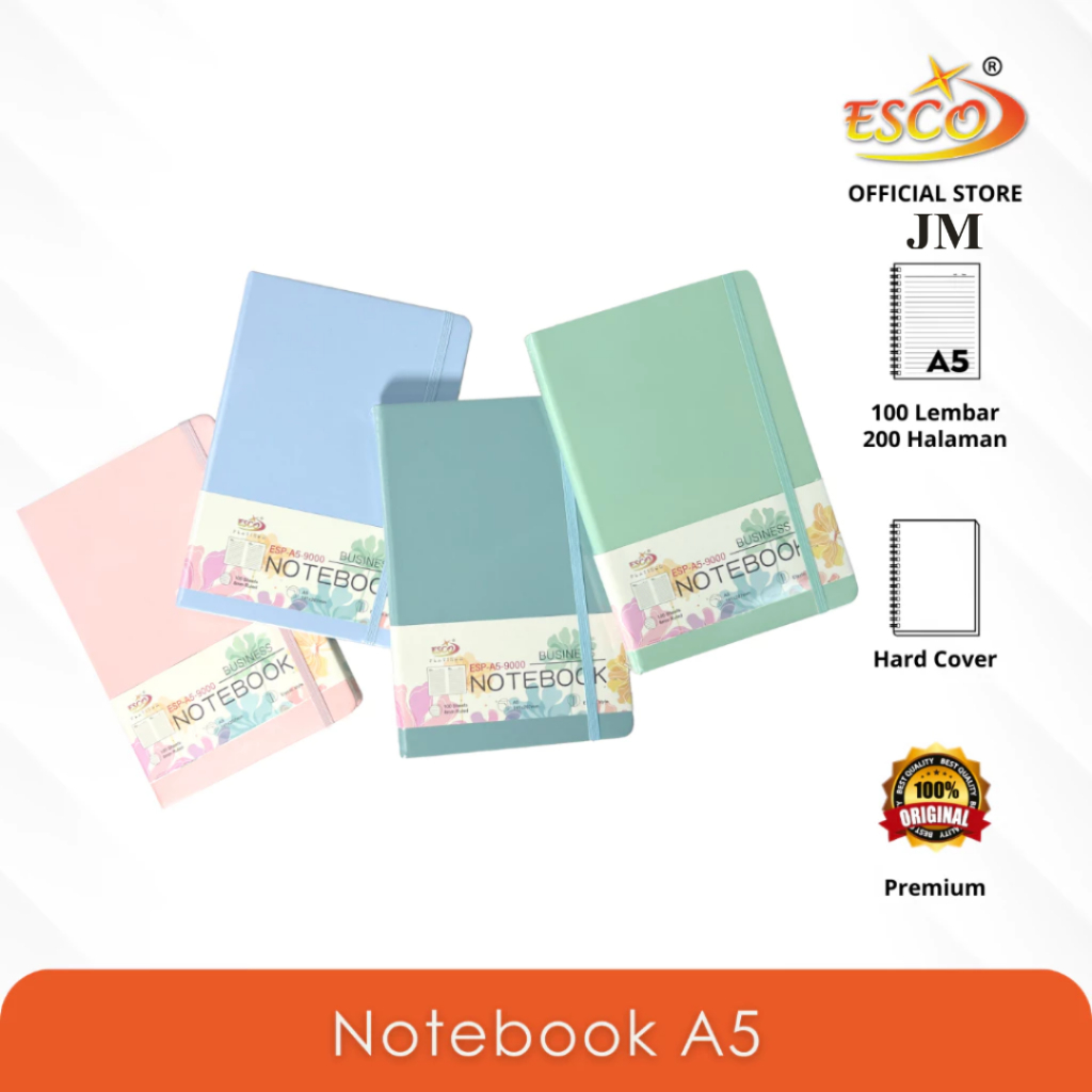 Esco Platinum Notebook A5 Hard Cover 100 Lembar – Buku Catatan Tali (ESP-A5-9000) JM