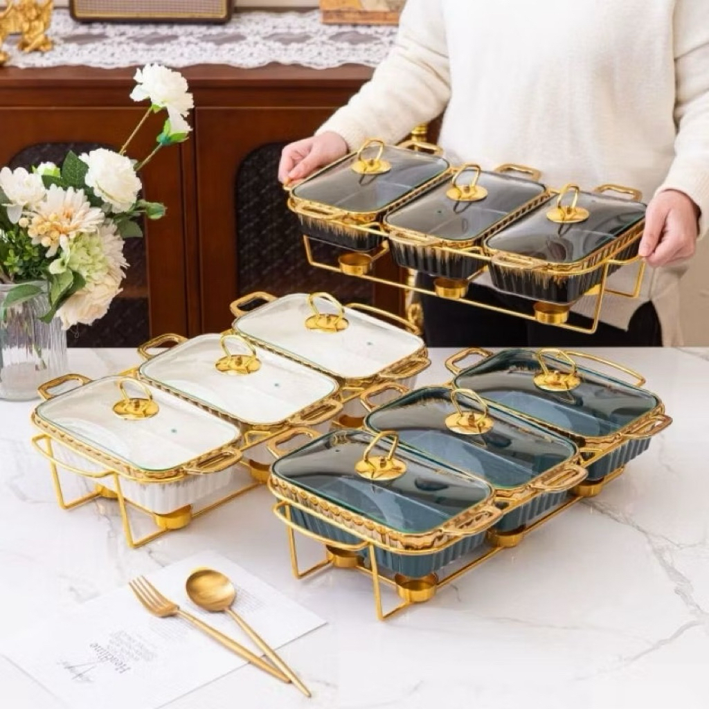 garansi pecah prasmanan keramik set isi 3 dengan rak warna gold marbel marble diamond sultan mewah