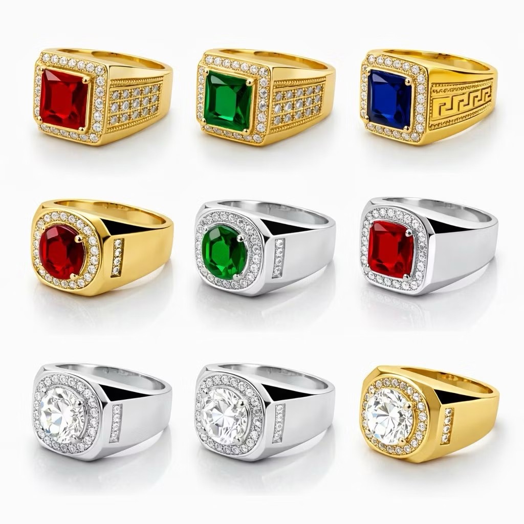 Ruby Jewelry Cincin Pria Warna Silver Kuning Emas Diamond Ruby King Saphire