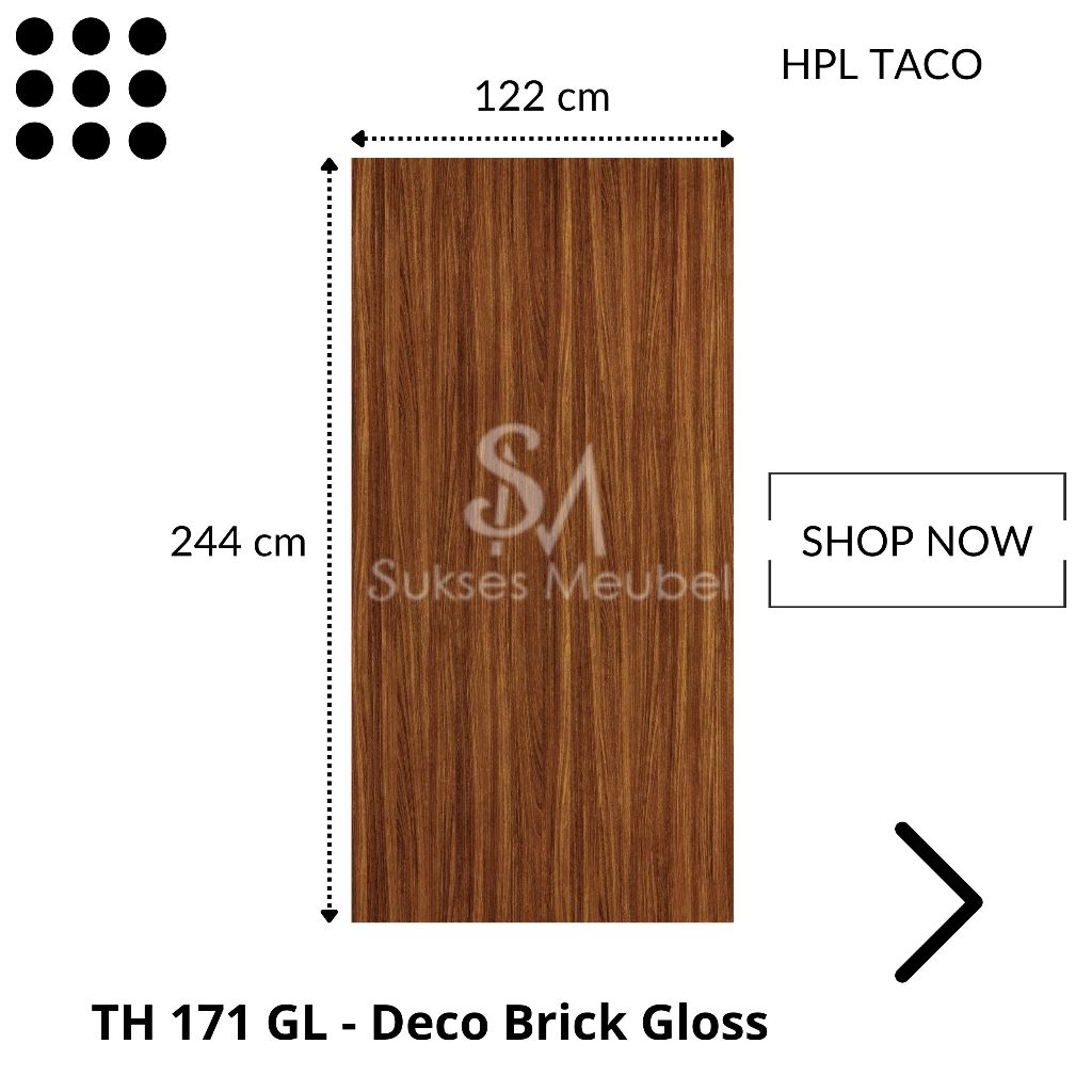 TACO HPL Woodgrain TH 171 GL- Deco Brick Gloss | Per 1 Lembar Ukuran 122cm x 244cm