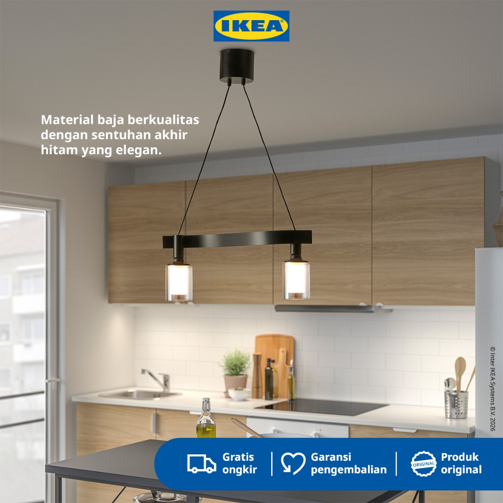 IKEA ACKJA Lampu Gantung LED Minimalis Hitam 60cm
