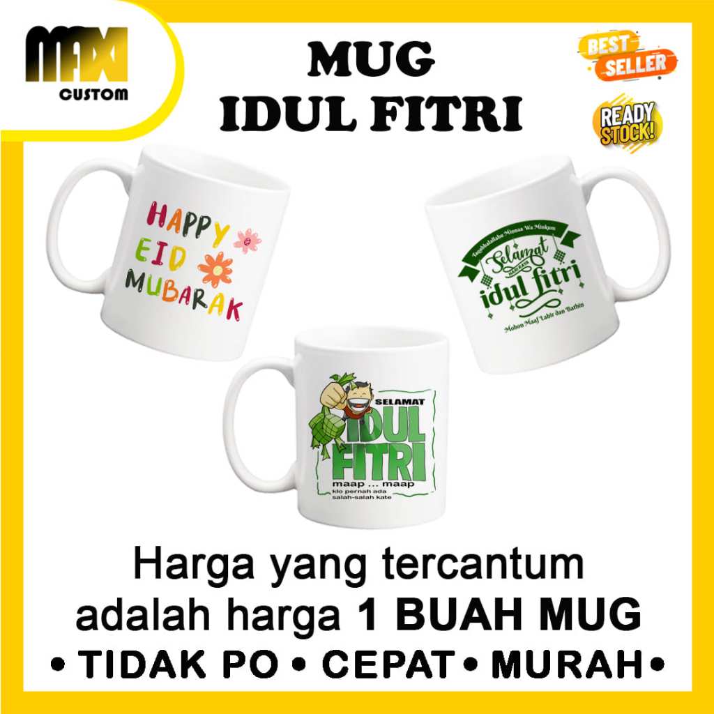 MUG HARI RAYA IDUL FITRI / GELAS IDUL FITRI / KADO SOUVENIR HAMPERS CUSTOM GELAS IDUL FITRI