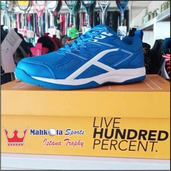 Sepatu Badminton Hundred HNDRD XOOM II Original Blue White