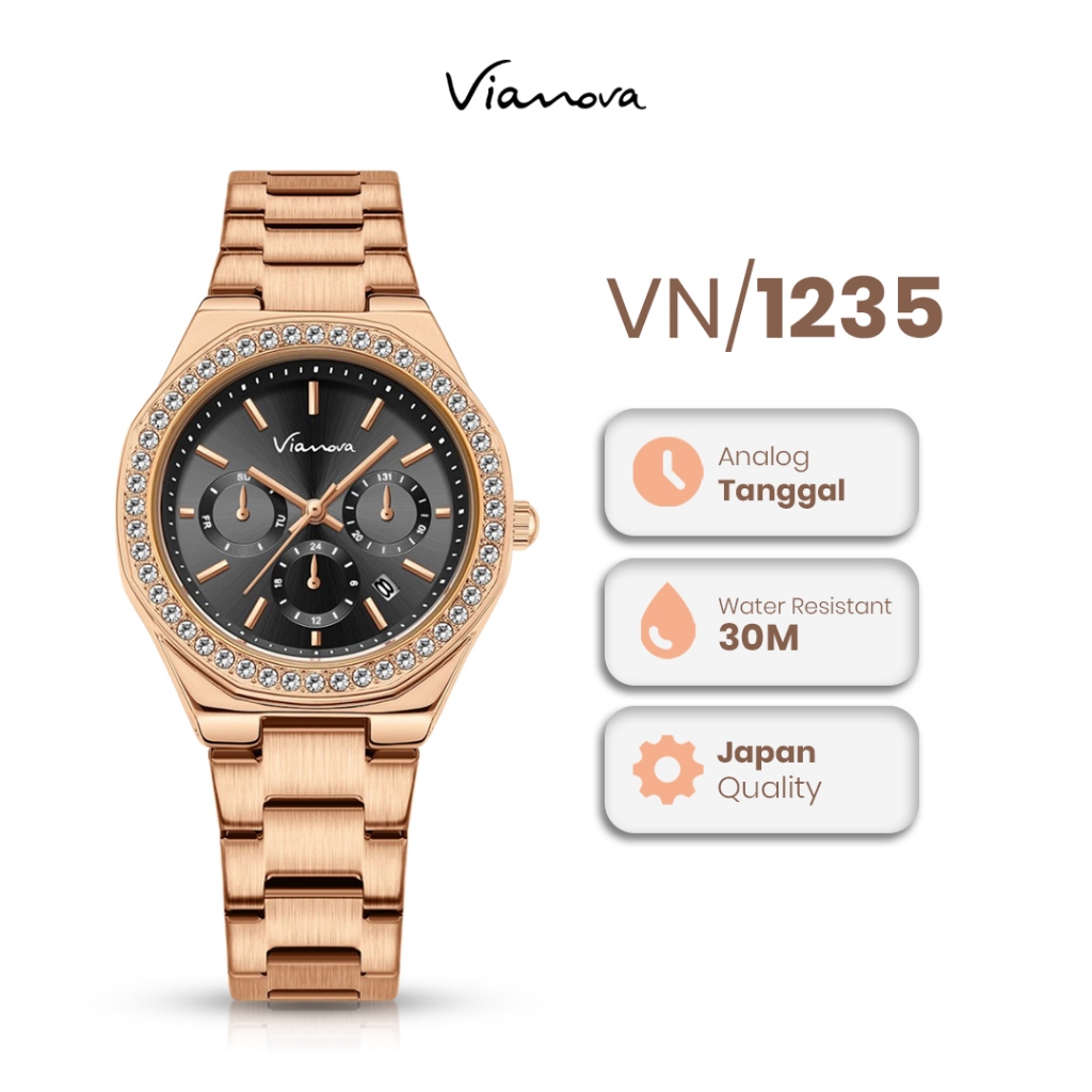 VIANOVA - Jam Tangan Wanita Kecil Original Anti Air 1235 Standard Jepang Jam Tangan Cewek