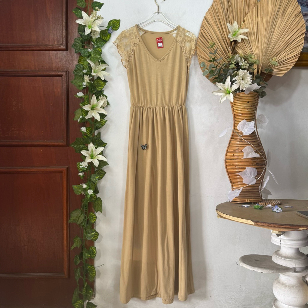 Long Dress Coklat Muda Kaos