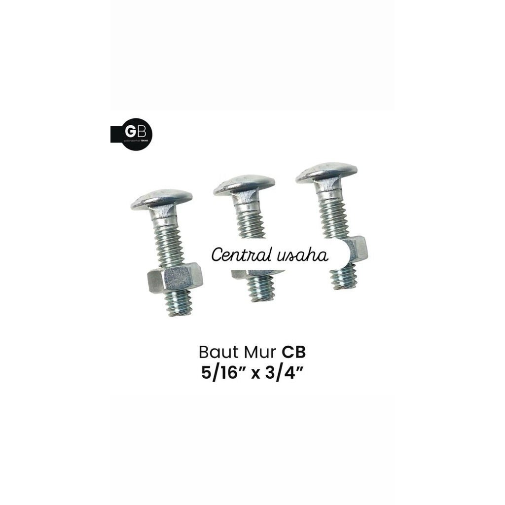 Baut payung + Mur CB 5/6x3/4 (2cm) Galvanis Putih