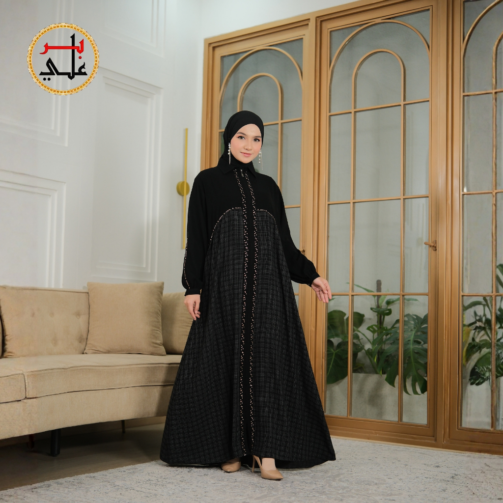 BIIR ALI Collection Abaya Anyle 2 In 1 Semi Outer Busui Friendly Full Payet Kombinasi Mewah Ellegant