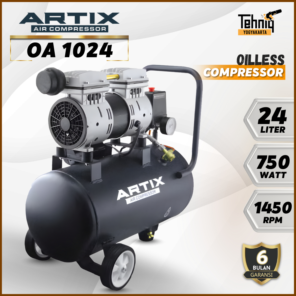 Kompresor Angin Listrik ARTIX OA 10-24 Oil Less Compressor 1 HP Tanpa Oli