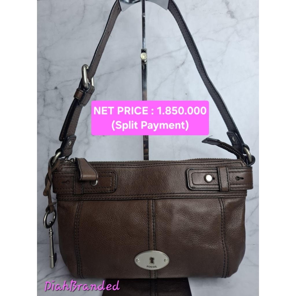 F091 - PRELOVED TAS FOSSIL TOPZIP MADDOX ESPRESSO WITH KEY