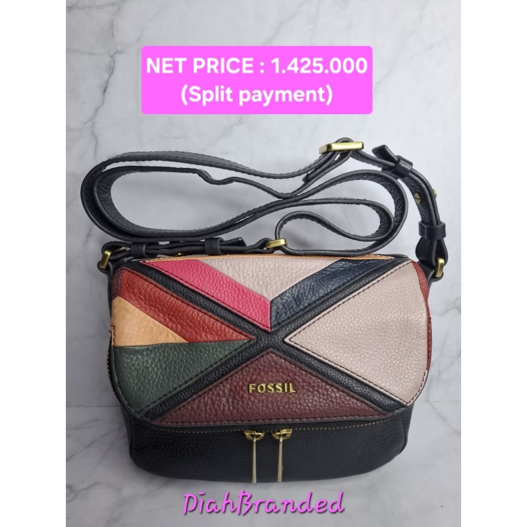 F092 - PRELOVED TAS FOSSIL PRESTON PATCHWORK PW SMALL  (Serian Tanpa Key )