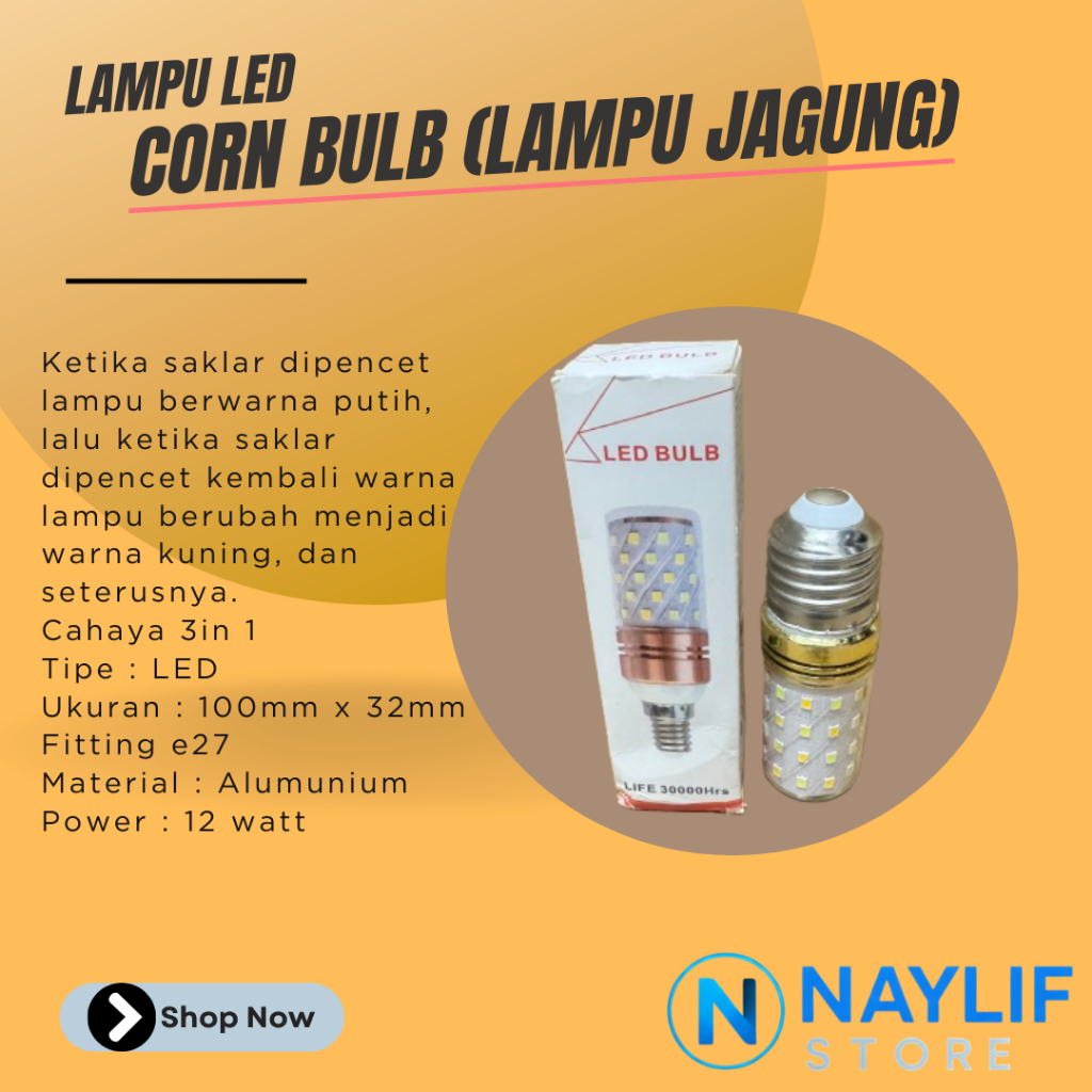 Bohlam LED Corn Light Lampu Led Jagung / Lampu Led Jagung Super Terang 12Watt