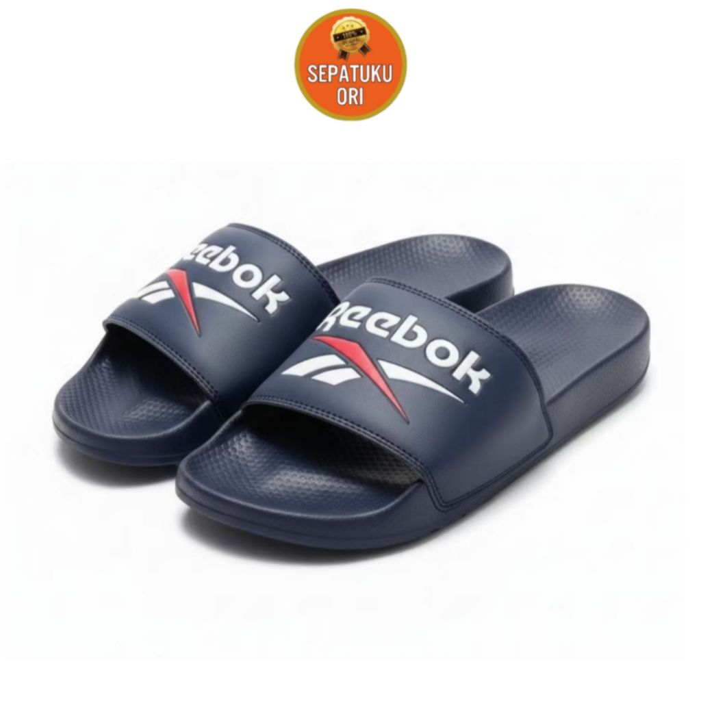SANDAL PRIA REEBOK CLASSIC SLIDE MENS SANDALS VEKTOR NAVY NEW ORI BNIB