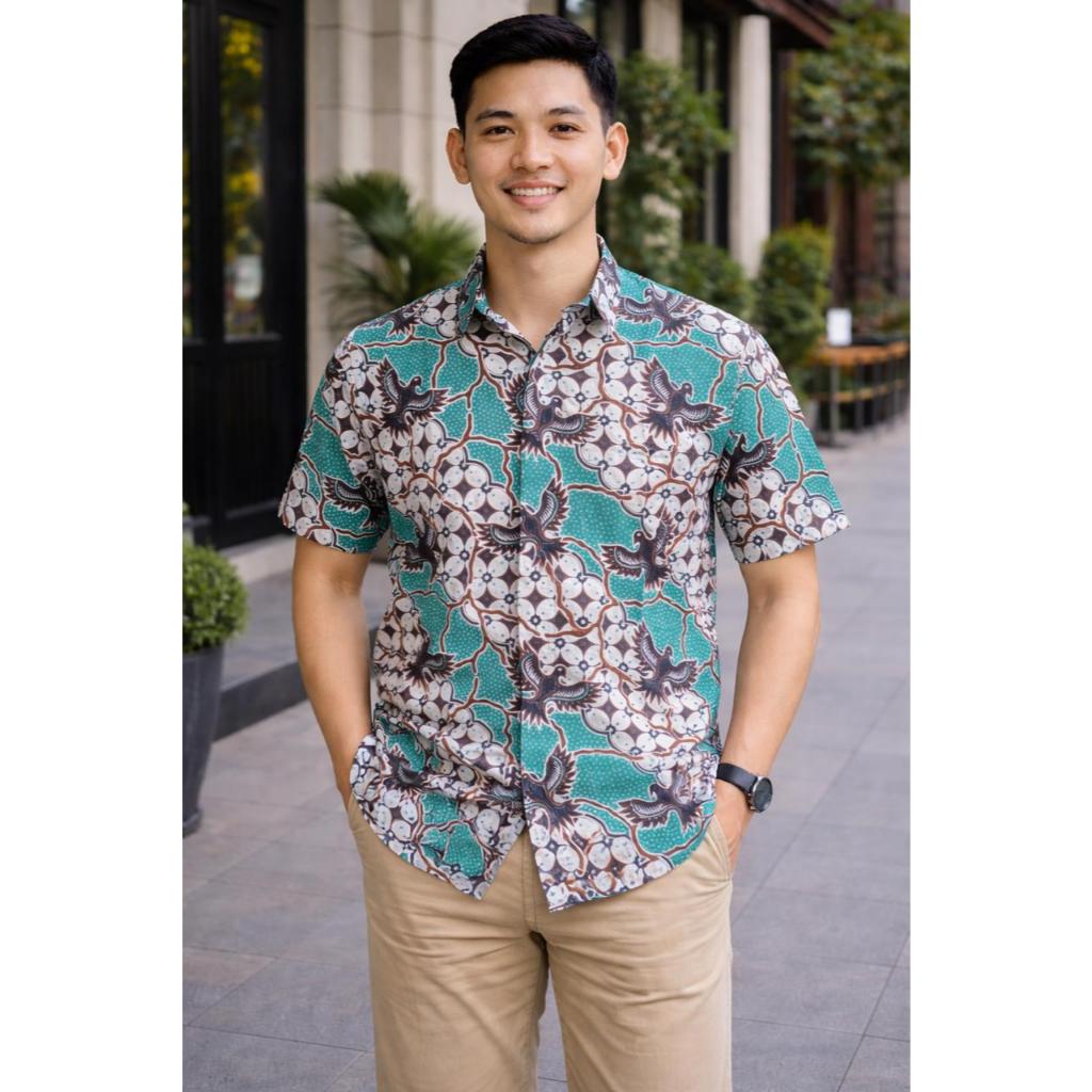 Batik Indra Loka - Hem Batik Pria Aetos Smaragdos