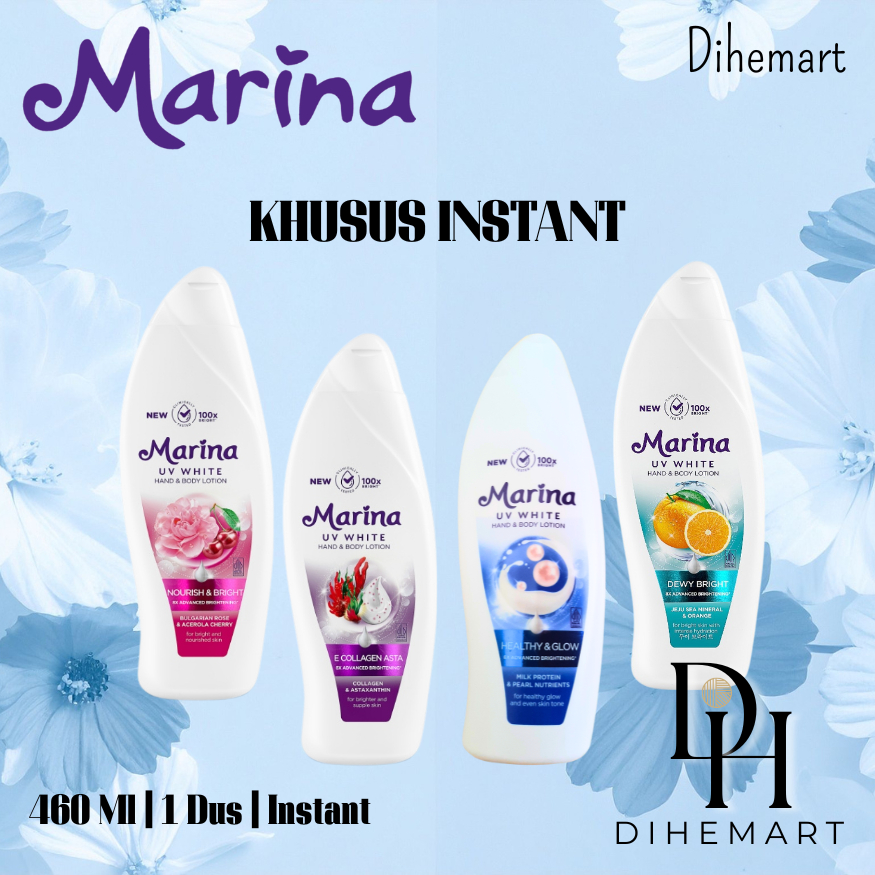 Marina Hand Body Lotion UV White Healthy Glow | E-Collagen Asta | Dewy Bright | Nourish Bright 460ml