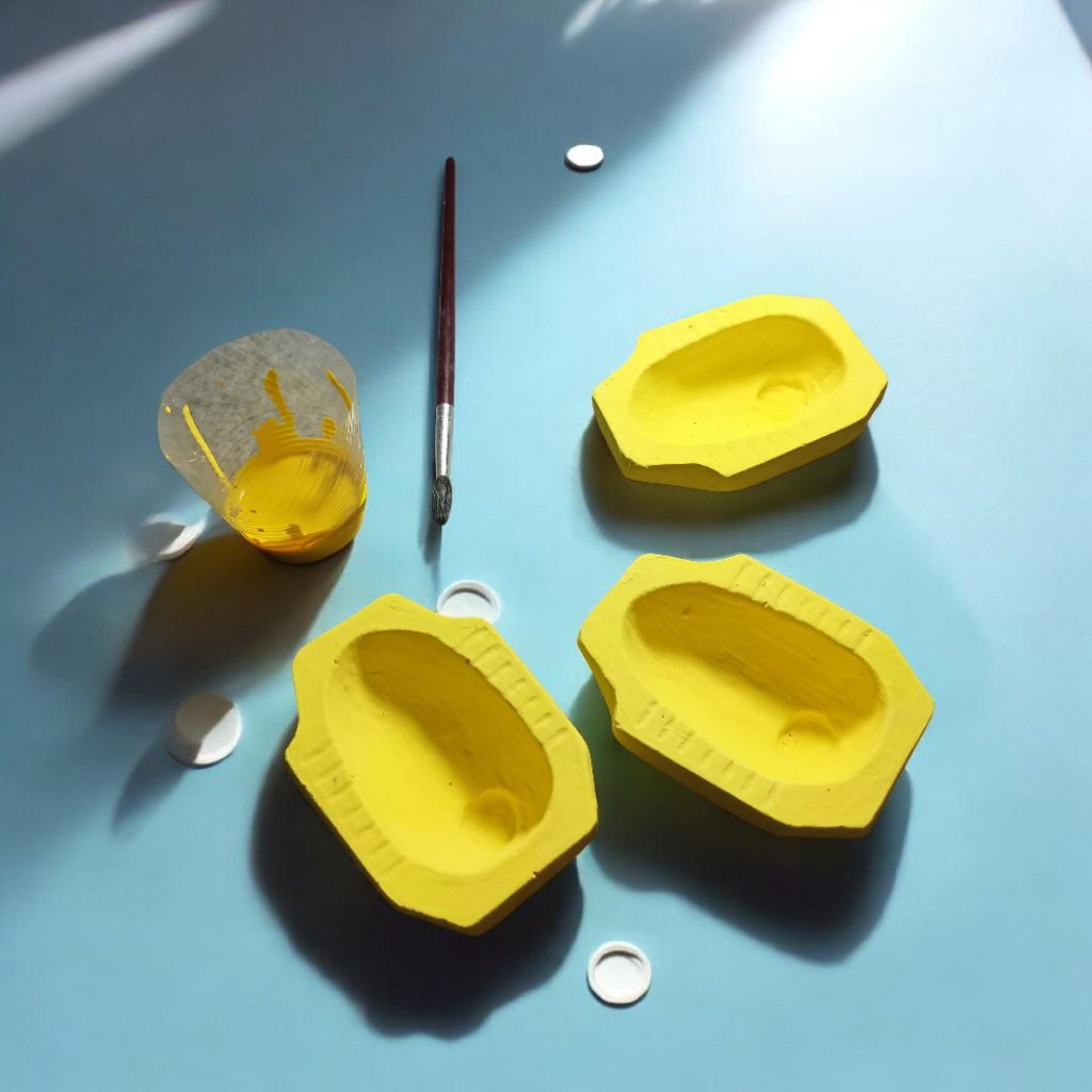 Asbak Mini Unik Motif WC Jongkok Warna-Warni | Kuning | Handmade Lucu Aesthetic