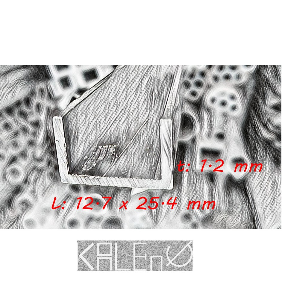 U Channel Aluminium (½" x 1") 12.7 x 25.4 mm, tebal 1.2 mm
