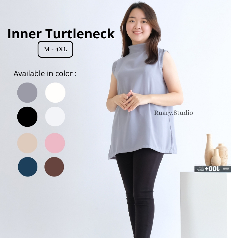 INNER TURTLENECK Sleeveless Tanpa Lengan Flowy Daleman Basic Manset Buntung Atasan Pendek Wanita / T