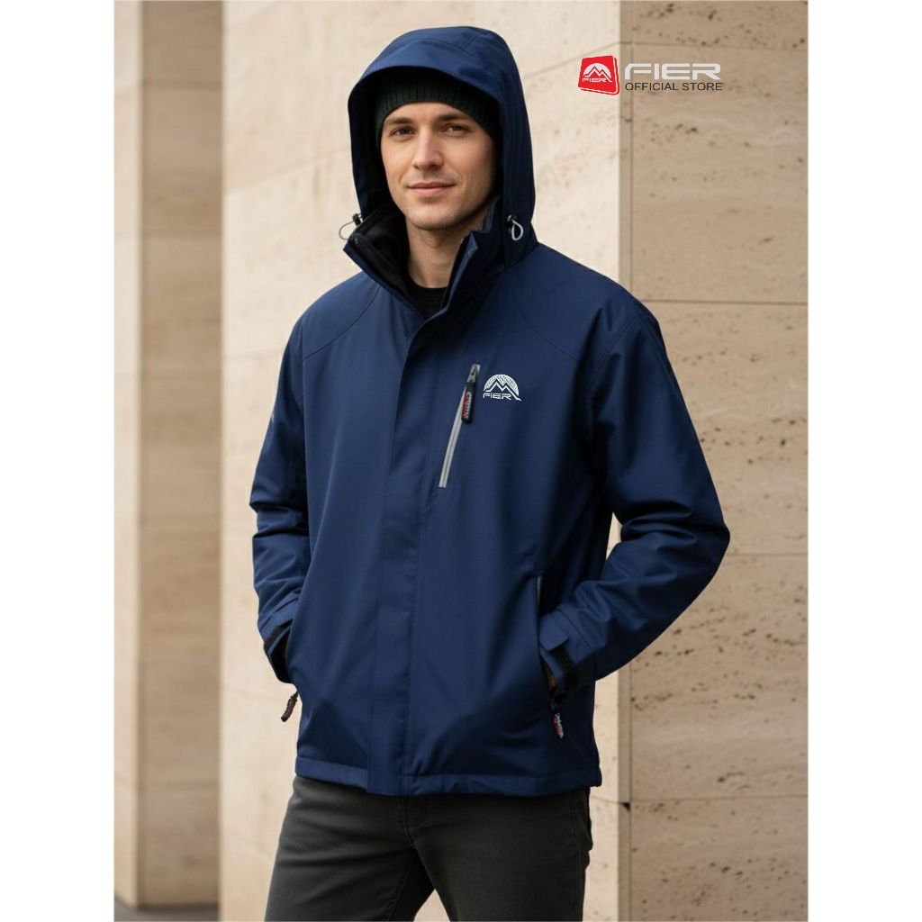 Fier Jacket Tambora Biru Dongker Navy inner POLAR jaket Pria