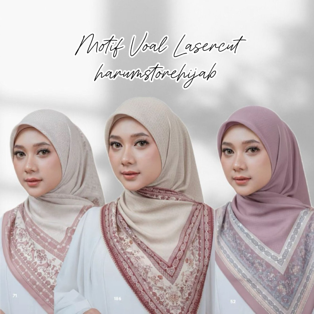 Hijab Motif voal premium lasercut / HIJAB VOAL MOTIF LASERCUT