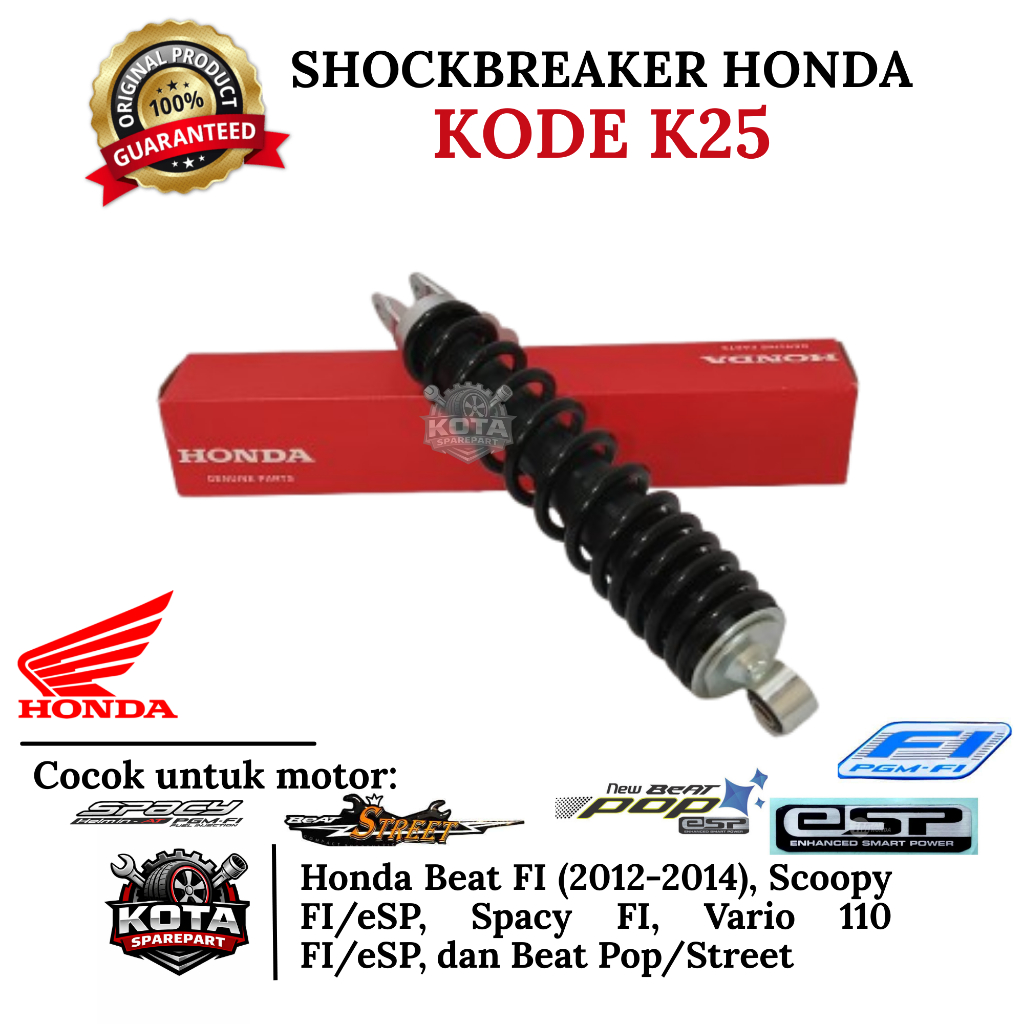SHOCKBREAKER ORIGINAL HONDA KODE K25 UNTUK MOTOR BEAT FI (2012-2014), SCOOPY FI/ESP, SPACY FI, VARIO
