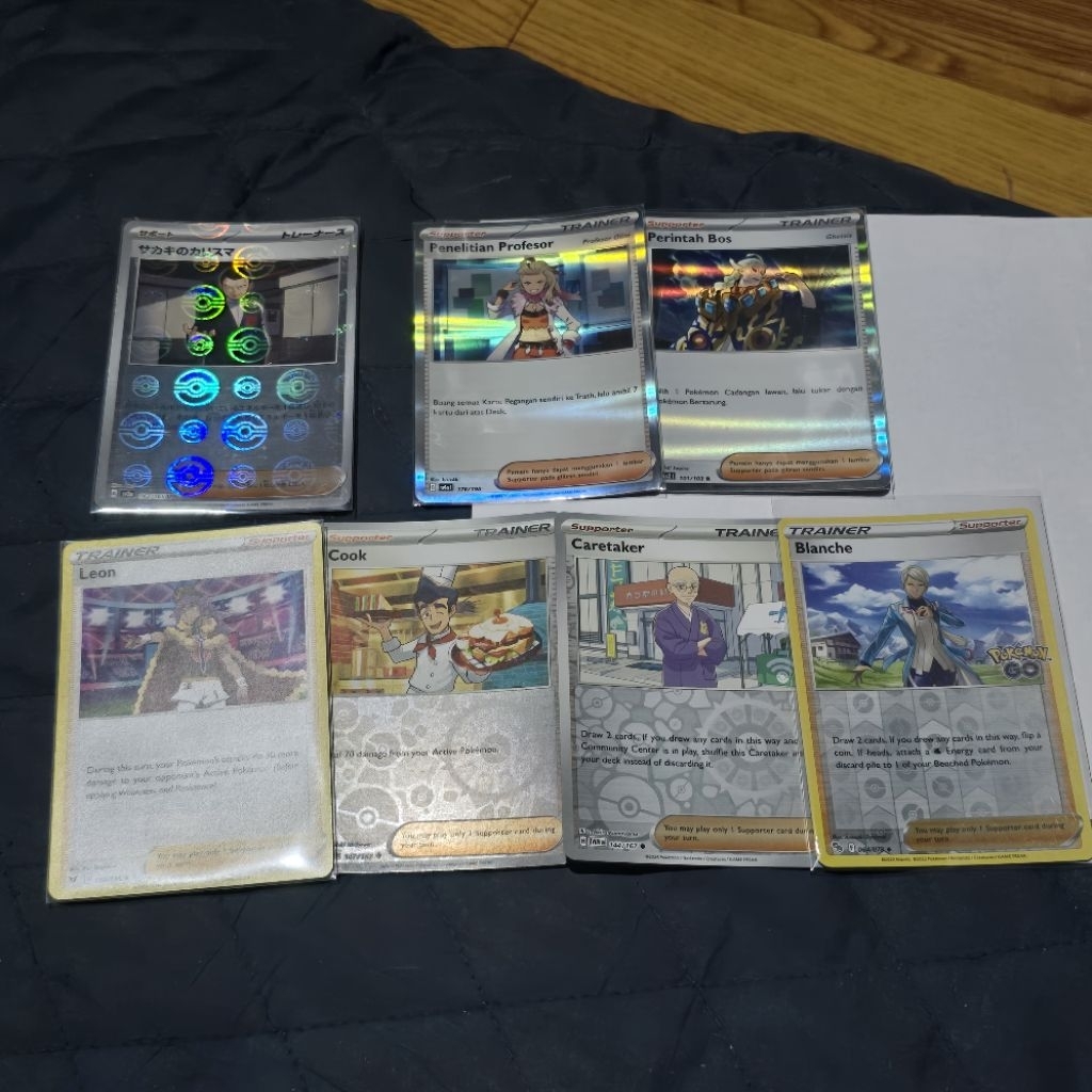 Pokemon TCG Reverse Holo & Holo English, Japanese, Indonesia: Leon, Blanche pogo, cook, caretaker, G