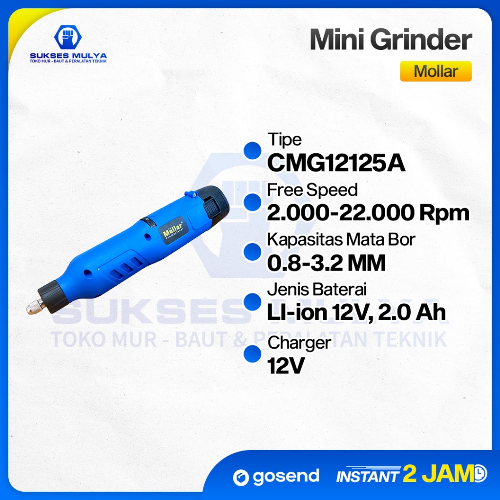 MOLLAR 12V CMG12125A MESIN GERINDA MINI CORDLESS 12V - Mini Grinder