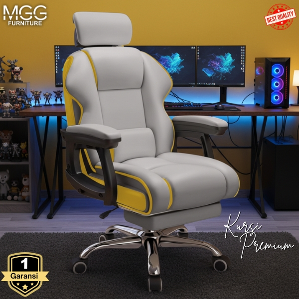 MGG Kursi Kantor Kursi Bos Kursi Kerja Kursi Direktur Dengan Pijanakan Kaki Kursi Kulit Ergonomis