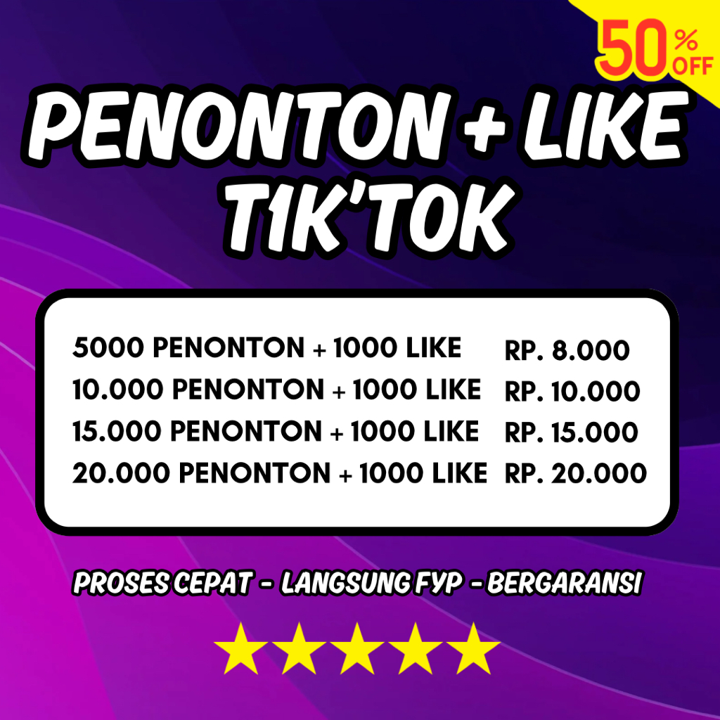 Paket FYP Like Viewers Tontonan Tiktok Bergaransi Non Drop Permanen Penonton TT Auto FYP View Like S