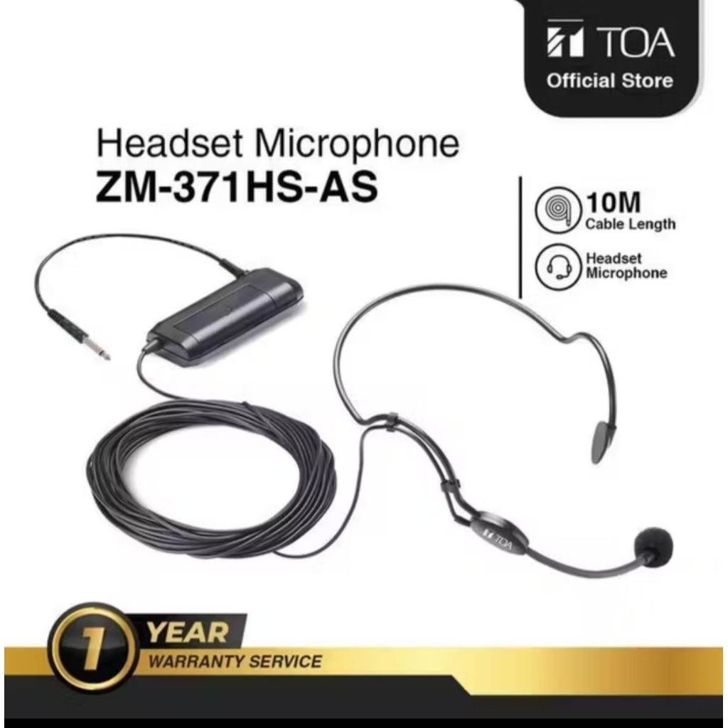 Mic Toa Mic Headset Bando ORIGINAL Panjang Kabel 10 Meter Tipe ZM-371