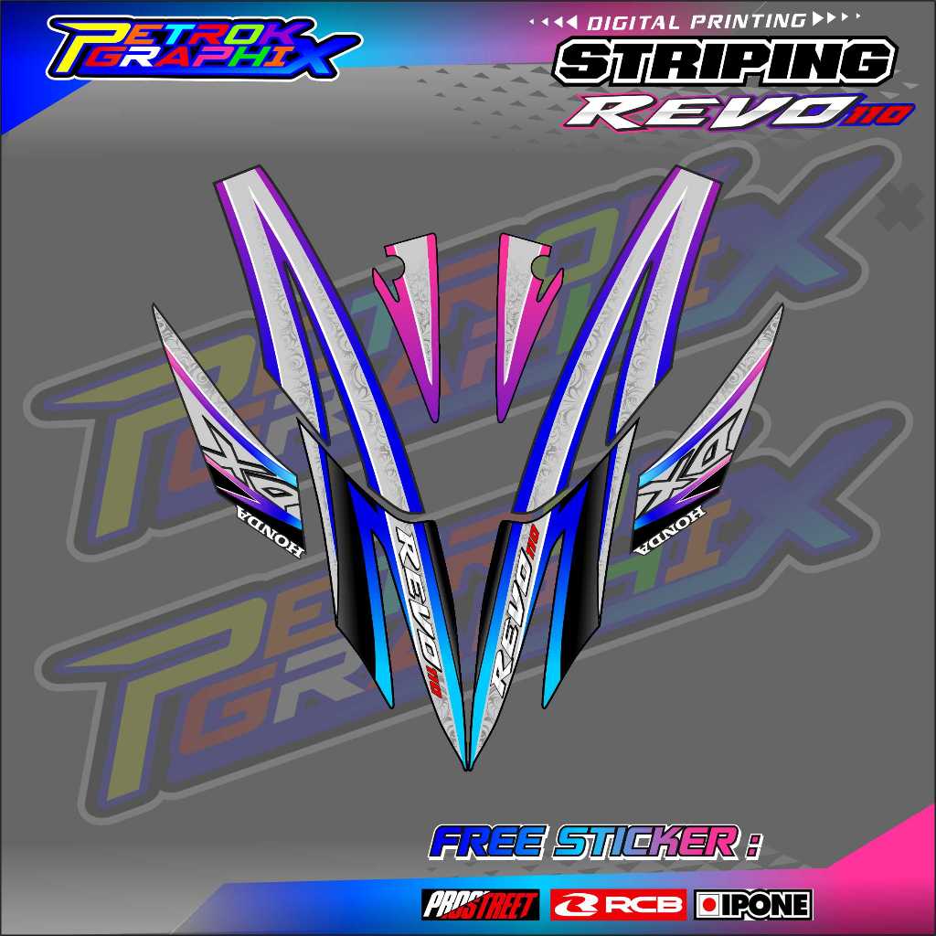 STRIPING VARIASI MOTOR HONDA REVO 110 DX - ORI STYLE / STICKER LIST MOTOR REVO 110 DX
