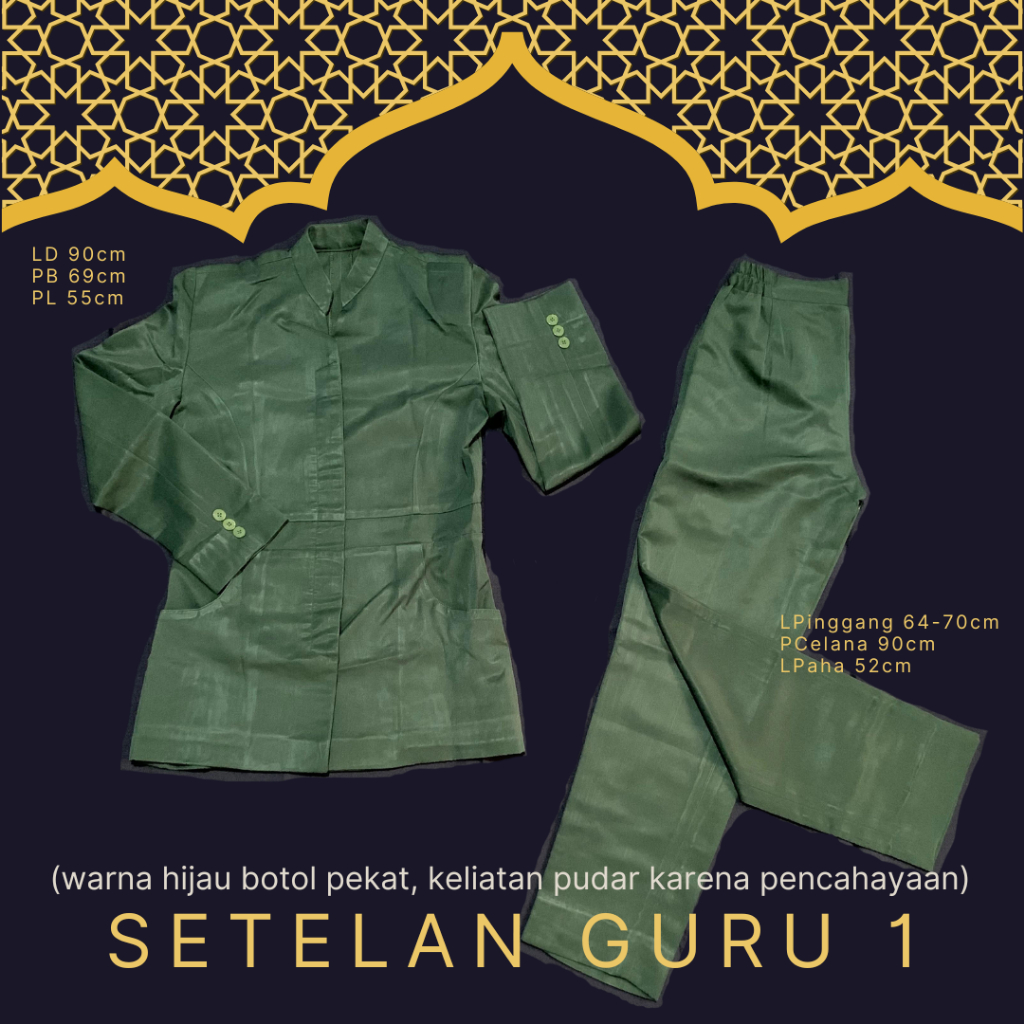 PRELOVED SETELAN GURU HIJAU BOTOL / BAJU GURU PRESS BODY / SETELAN KERJA WANITA
