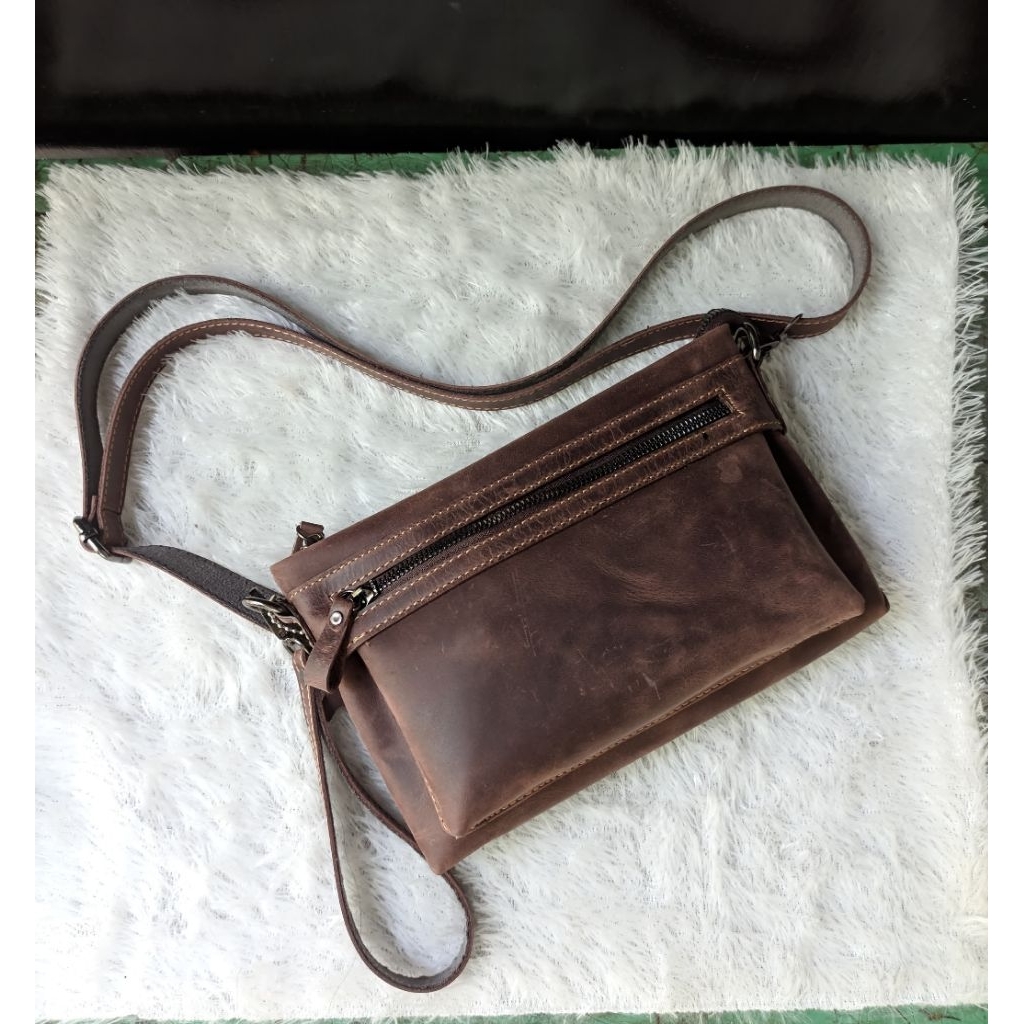 Tas handbag tali panjang kulit sapi asli