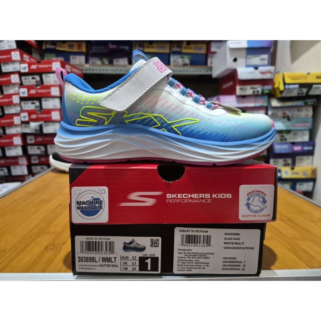 New Limitied Sepatu Anak Skechers Go Run Accelerate Glitter Soul Kids Shoes Girls 303898L/WMLT Origi
