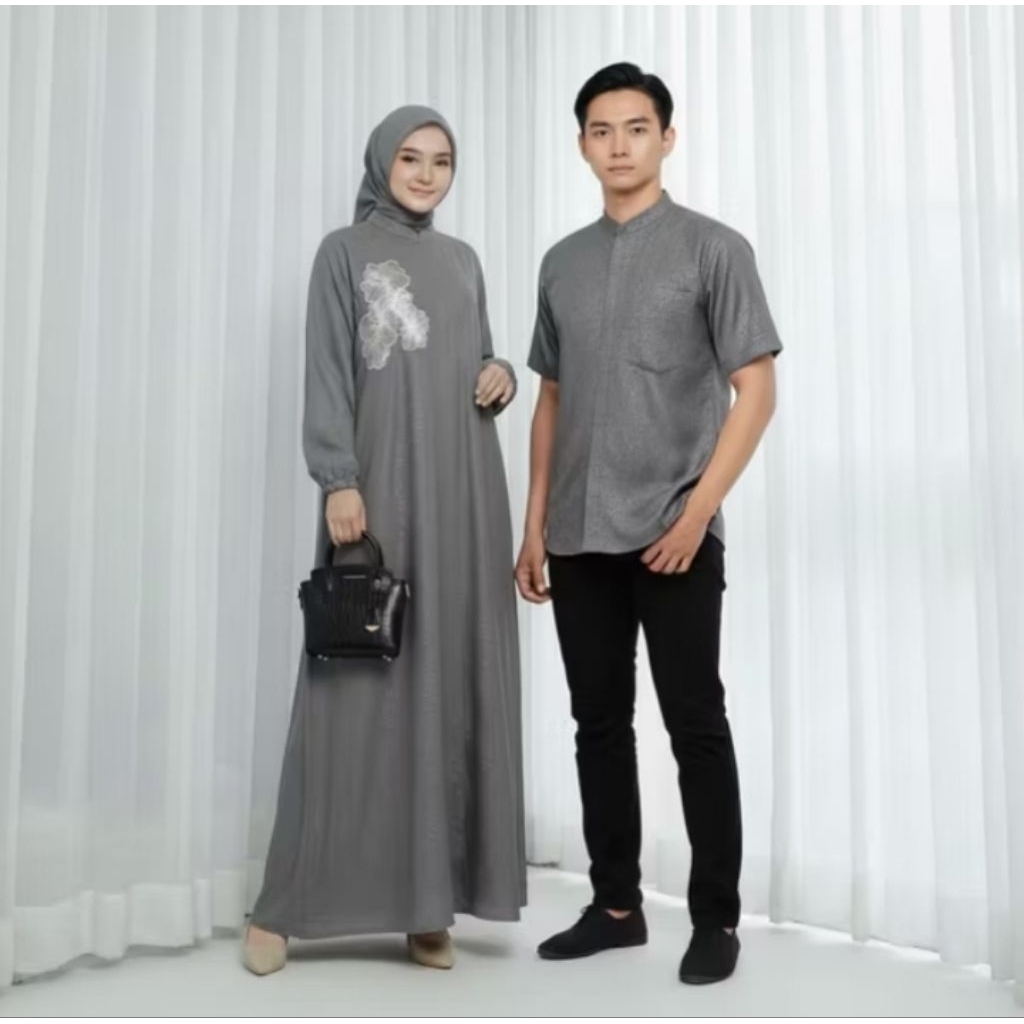 set couple kain luxury kombinasi emboss jaguar mewah sarimbit pesta
