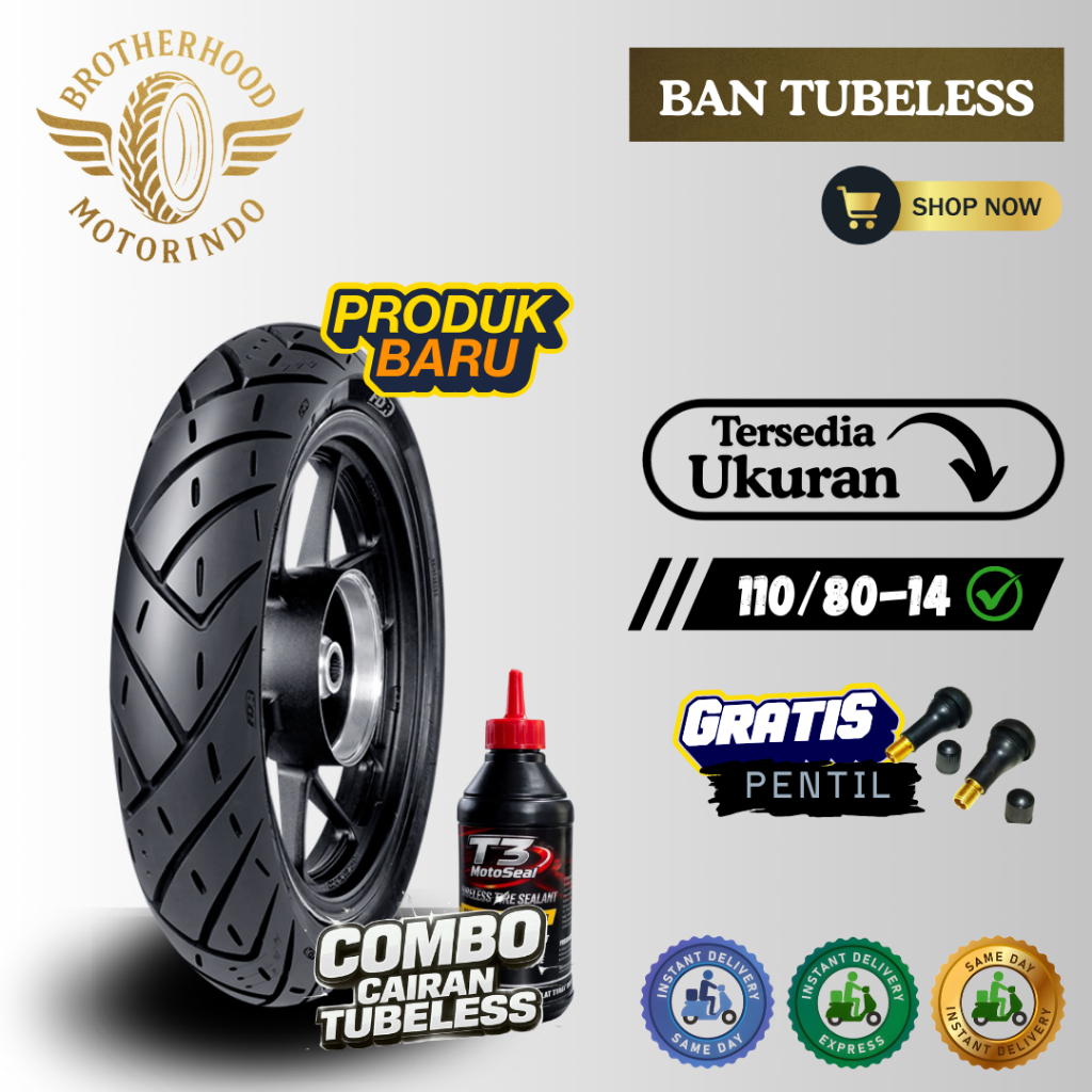 BAN FDR SPORT ZEVO 110/80-14 TUBELESS  / BAN TUBLES / BAN MOTOR RING 14 / BAN AEROX ADV 150 PCX 150
