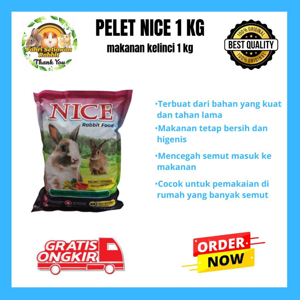 PELET NICE 1KG PELET KELINCI MAKANAN KELINCI