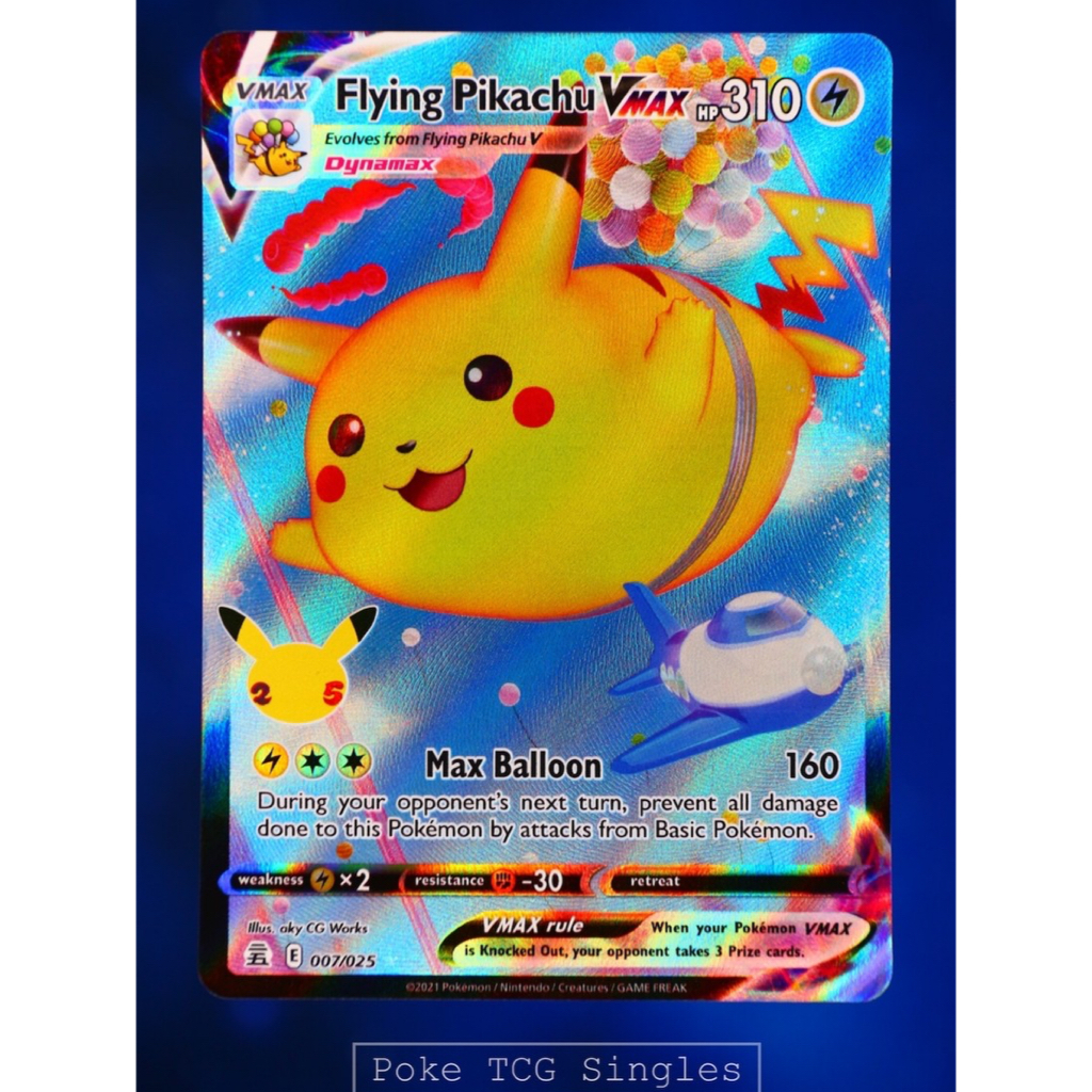 English Flying Pikachu VMAX 007 Ultra Rare Full Art - Celebrations - Kartu Pokemon TCG ENG