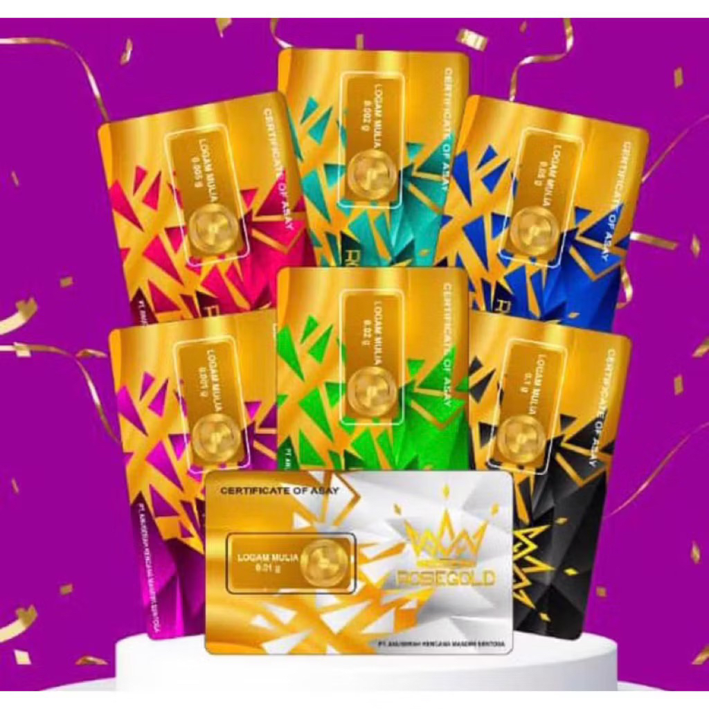 logam mulia emas mini rosegold 0,001 gram asli sertifikat isi 25 pcs hadiah souvenir investasi