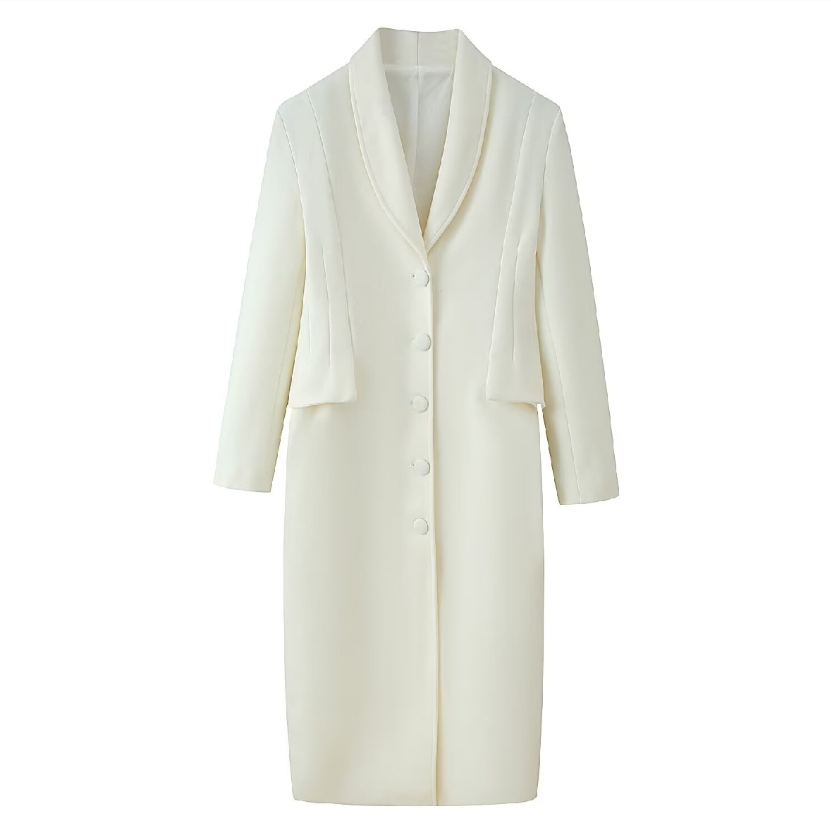 Namirazka - Long Wool White Coat PREMIUM Winter Mantel Panjang Putih Pakaian Outfit Musim Dingin Ele