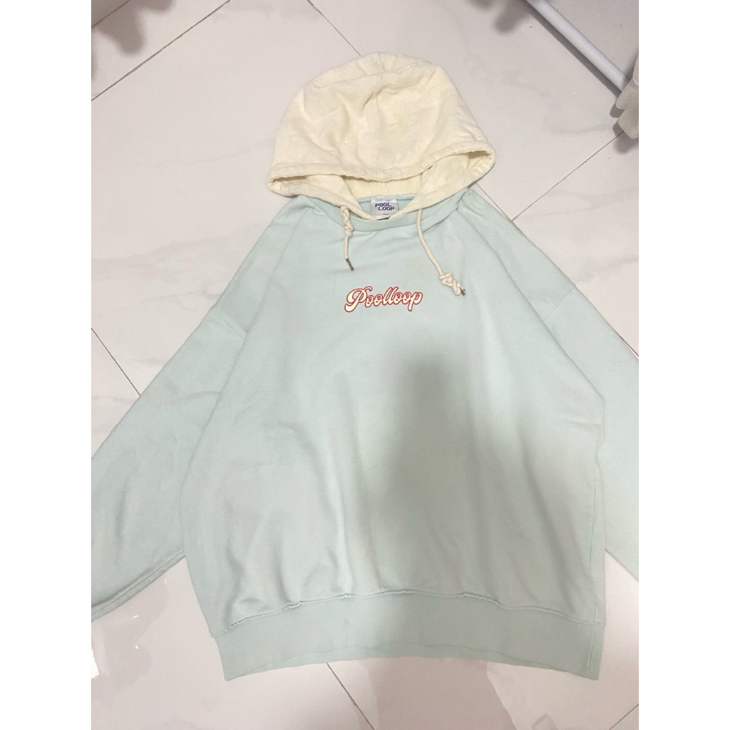 POOL LOOP WARNA HIJAU TOSCA LIKE NEW MODEL KUPLUK HOODIE BULU