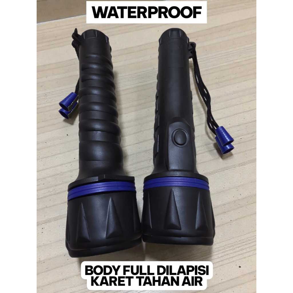 CUCI GUDANG MURAH SENTER GENGGAM SENTER JUMBO JADUL WATERPROOF BATERAI BESAR FULL DI LAPISI KARET SI