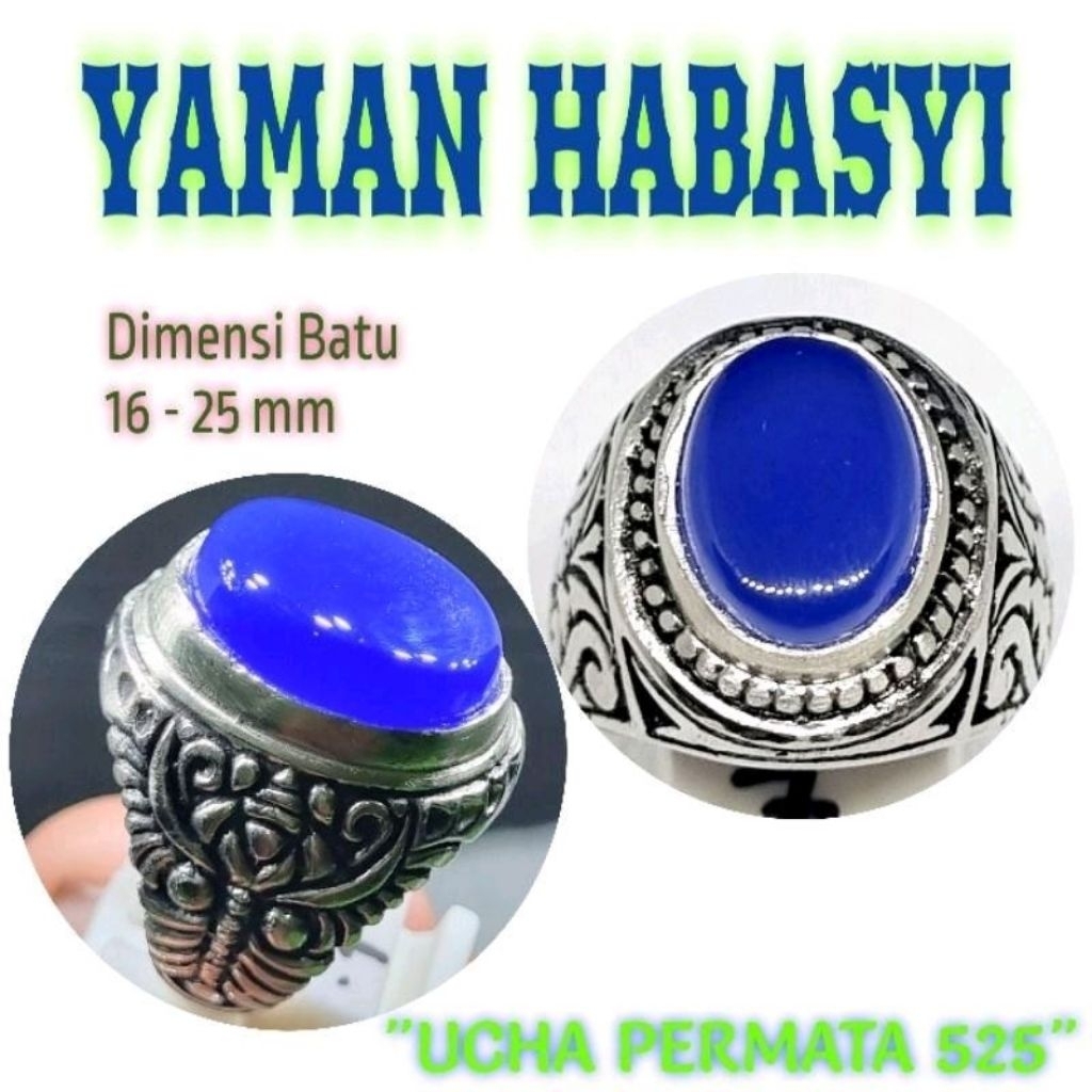 Cincin batu yaman biru kristal asli original yahman / yahmani / habasy / ahmer