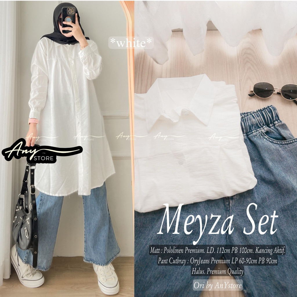 meyza nafsa intan mable set tunik bahan plolinen celana cutbray